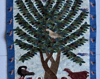 HARRANIA Tapestry "Olive Tree", unique handicraft, handwoven by Hanan