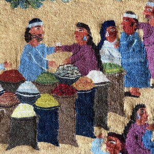 HARRANIA Bildteppich Markt im Dorf, künstlerisches Unikat handgewebt von Sherifa Bild 3
