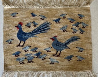 HARRANIA Tapestry "Chicken", unique handicraft, handwoven by Wadá