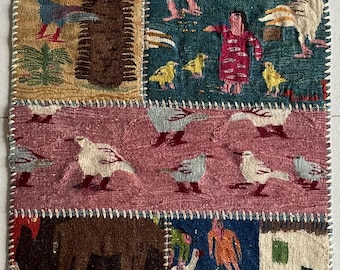 HARRANIA patchwork tapestry "Colourful World", unique handicraft from the El Awadly Weaving School, Harrania, Egypt