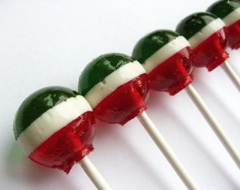Italian Flag 3 Layer Lollipops set of 6 by I Want Candy