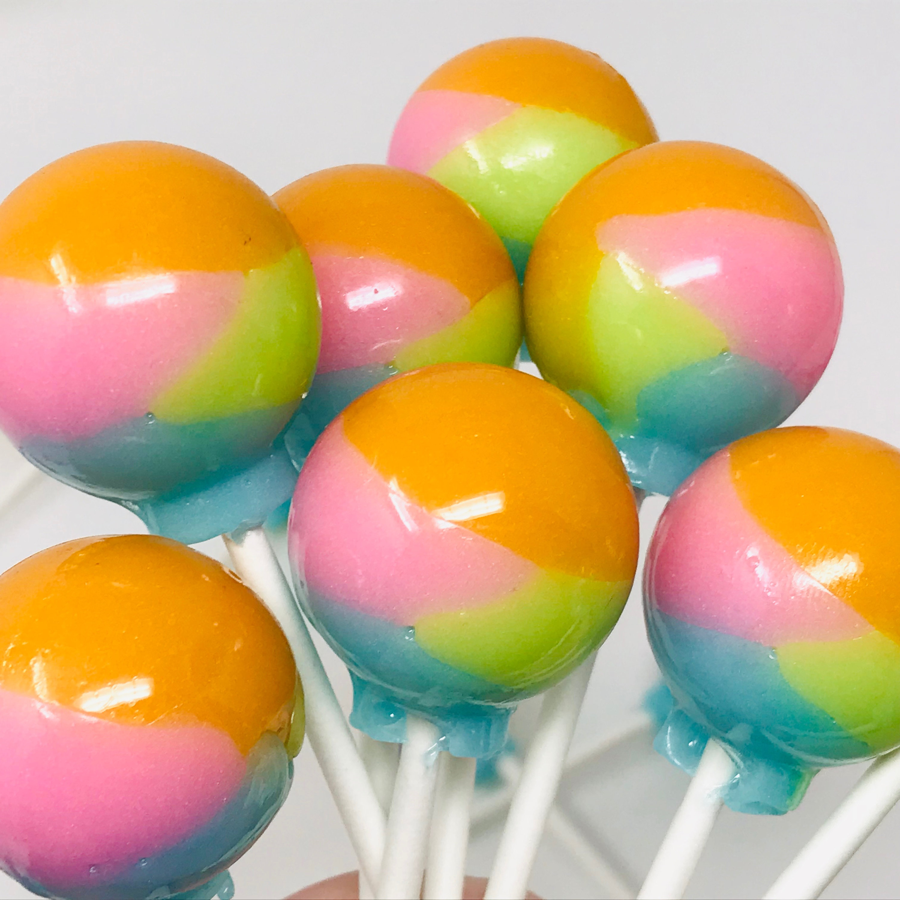 Pastel Rainbow Sparkle Lollipops - Set of 6