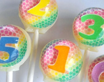3D Rainbow Number Lollipops 6-piece set by I Want Candy!