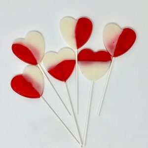 Strawberries n' Cream hearts set of 6 lollipops by I Want Candy