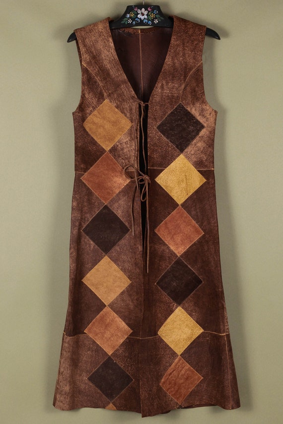 Patchwork Suede Long Vest