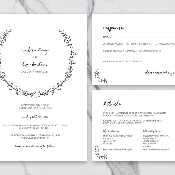 Printable Wedding Invitation - Etsy UK