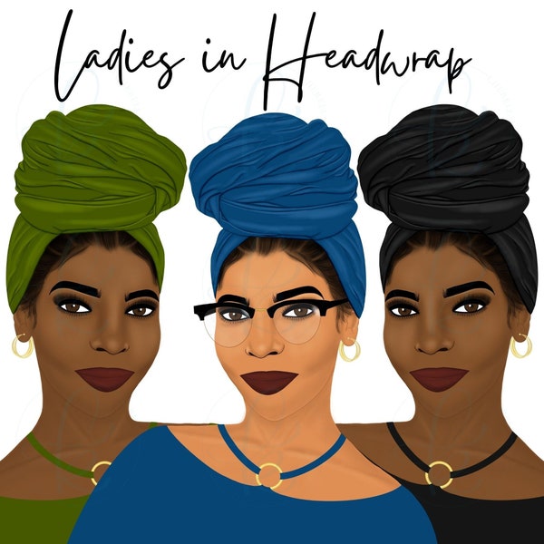 Beautiful African American Woman | Cute Head Wrap | Journal Clipart