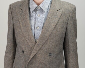 Blazer cruzado Lebole de los años 80 / Lana moteada / Talla 48 UE / 38 EE. UU. (M) / Confeccionado en Italia