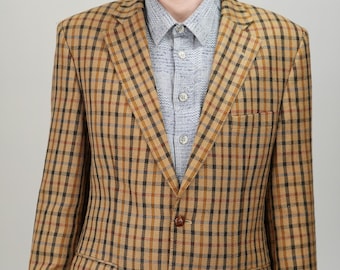Blazer clásico vintage de pura lana DAKS / Talla 54 UE / 44 EE. UU. (2XL) / Chaqueta de estilo inglés con estampado de cuadros / En excelentes condiciones