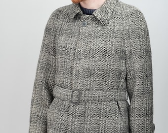 Gabardina de lana de tweed Moessmer gris / Vintage para hombre / Talla 48 UE / 38 EE. UU. (M) / Pura lana, fabricada en Italia