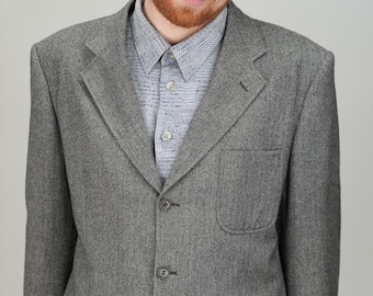 Blazer vintage de espiga de cachemira pura para hombre / Talla 54 UE / 44 EE. UU. (2XL) / Sastrería italiana