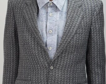 Blazer de lana con diseño de espiga y tejido estructurado de los años 80 / Talla 46 UE / 36 EE. UU. (S) / Fabricado en Italia