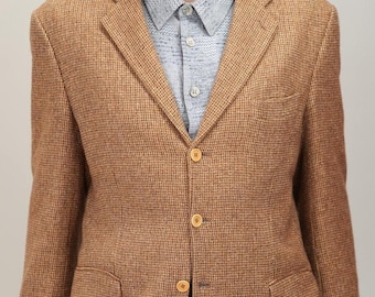 Blazer de cachemira pura en tono dorado / Tejido estructurado / Talla 50 EU / 40 US (L) / Vintage Tailoring