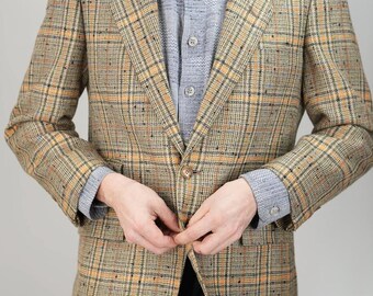 Blazer italiano de lana de los años 80 con estampado de cuadros Glen en perfecto estado / Talla 50 UE / 40 EE. UU. (L) / Lanificio Fratelli Garlanda