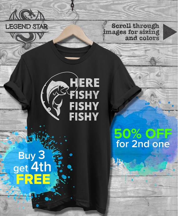 Fishing Shirt Lucky Fishing T Shirt Here Fishy Fishy Fishy Etsy