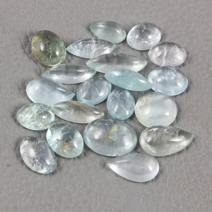 45.90 CTS  Aquamarine 100% Natural Aqua blue Aquamarine Mix shape Cabochon Loose gemstones 20 piece Lot- size 9 mm - 15 mm