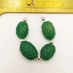 4 Pcs Emerald Carved Nuggets  Beads Carving Beads Emerald Beryal Beads Wholesale Price Size 18×12MM -15×12 MM 62 CTS