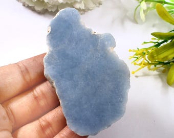 Angelite Raw Slice Unique Quality Natural Angelite Rough High Quality Rough Slice blue color Angelite Rough Size 83×45×10 MM 248 CTS