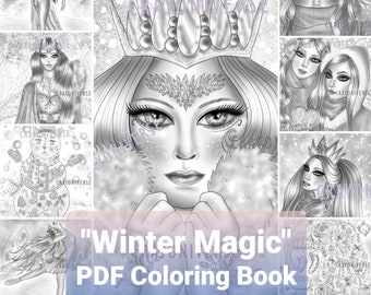 PDF Coloring Book &quot;Winter Magic&quot; Grayscale by Bianca State