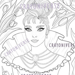Audrey Tulips - Lineart coloring page by Bianca State. Lineart light and dark, JPG, PDF