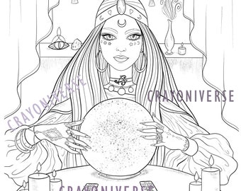 Fortune Teller - Lineart coloring page PDF and JPG by Bianca State