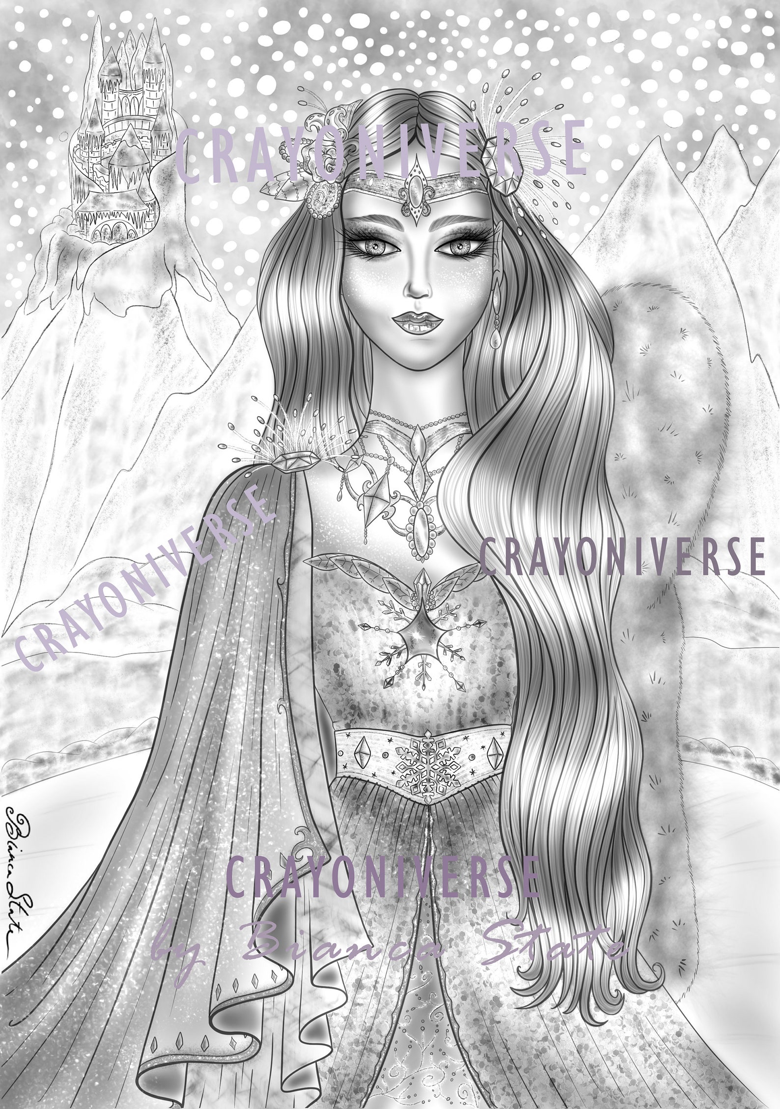 PDF Coloring Book winter Magic Grayscale by Bianca - Etsy