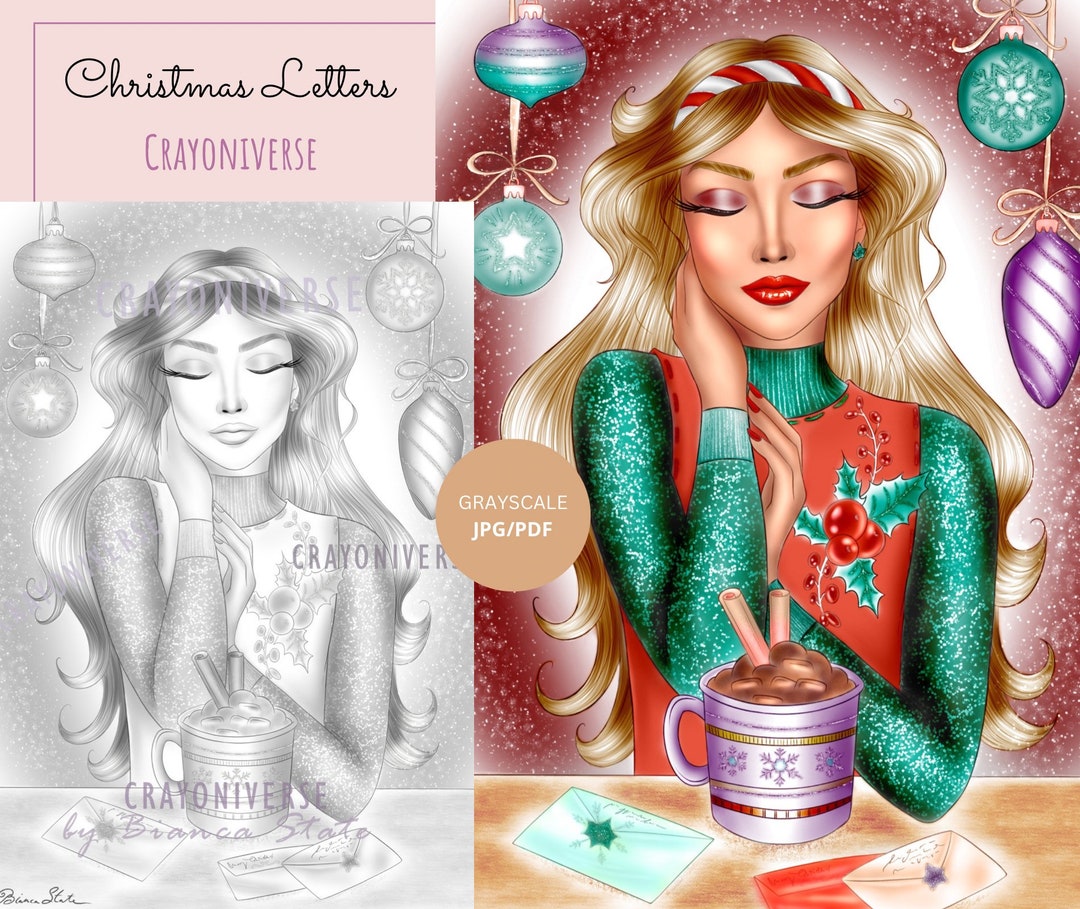 Christmas letters coloring page instant download printable file