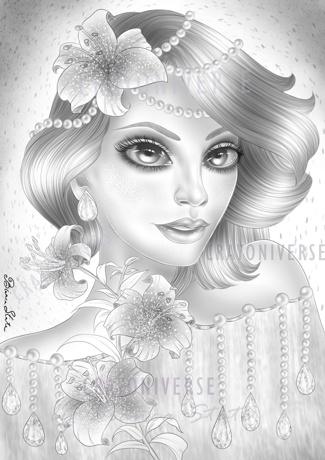 Lilyanne - Coloring Page for Adults * Instant Download * Printable File ...