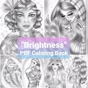 PDF Grayscale Coloring Book &quot;Brightness&quot; by Bianca State