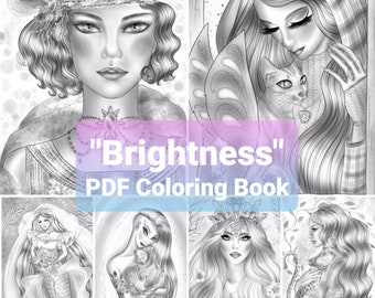 PDF Grayscale Coloring Book "Brightness" by Bianca State