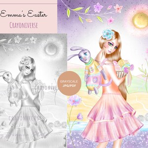 Emmas Easter - Página para colorir para adultos * Download instantâneo * Arquivo para impressão * Ilustração em tons de cinza * JPG e PDF * Estado de Bianca * Páscoa