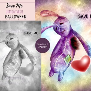 Save me - Coloring Page for Adults * Instant Download * Printable Grayscale Illustration * JPG and PDF * Bianca State * Halloween