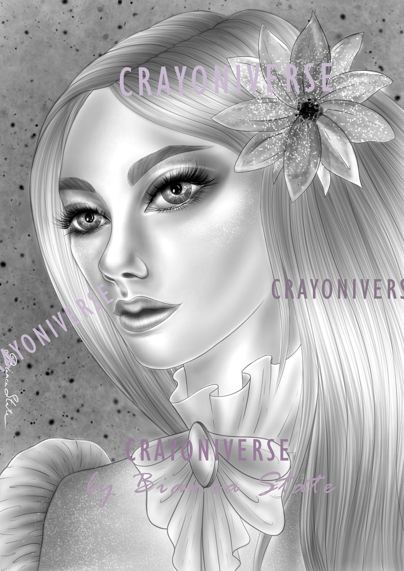 Magnolia Grayscale Coloring Page by Bianca State. Lilac | Etsy
