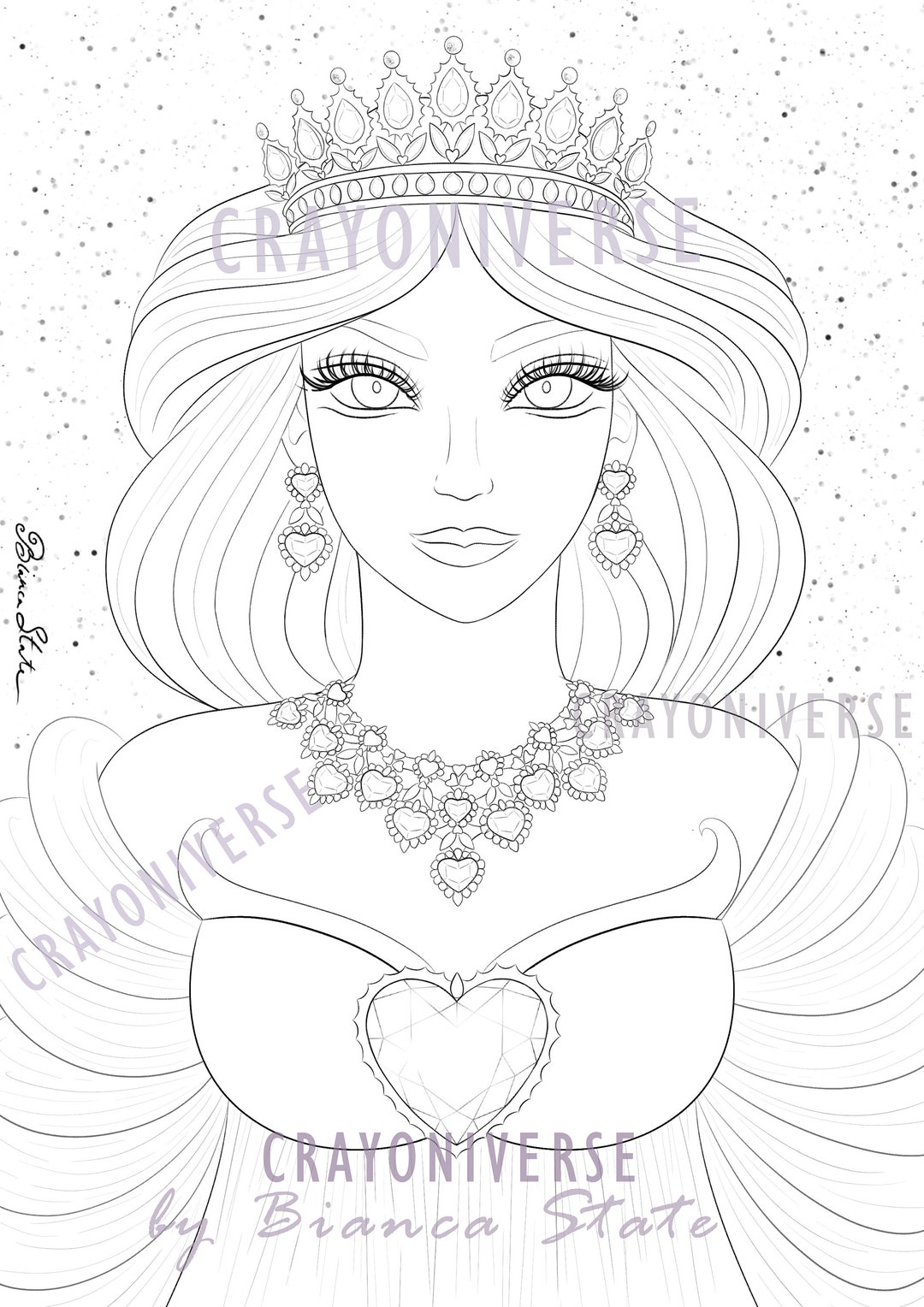 Princess Heart - Coloring Page for Adults * Instant Download ...