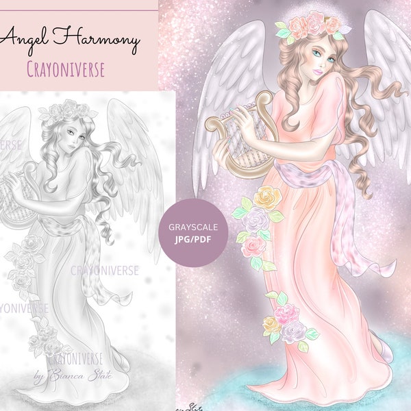 Printable Angel Coloring Page To Print Etsy Printable Angel Coloring Page To Print Etsy