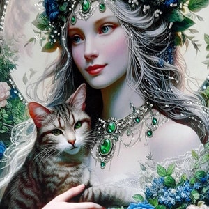 belle grande carte souvenir fantaisie a4 amoureux des chats femme mère maman petite amie nouveau cristaux pierres précieuses roses métalliques impression originale
