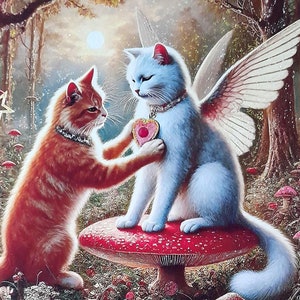Grande cartão de lembrança a4 amante de gatos namorados esposa namorada animal de estimação lindas joias cristal conto de fadas fofo envelope impresso original feito à mão