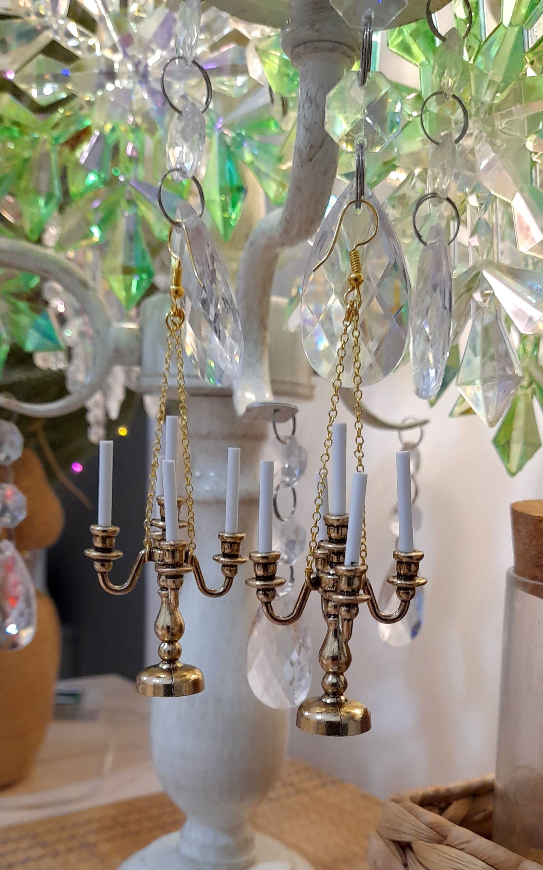 Gold Plated Candelabra Earrings Candle Stick Theatrical Etsy