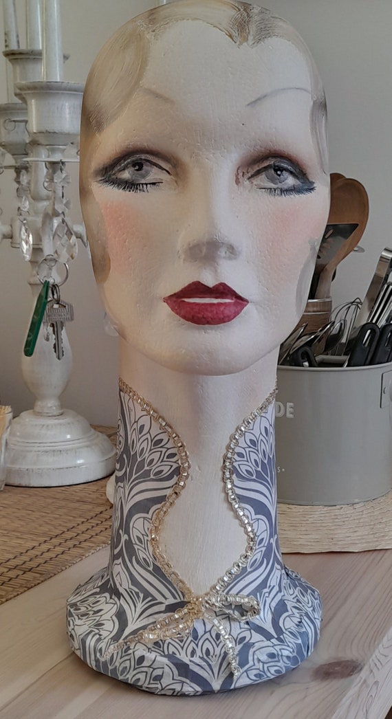 Art & Collectibles Displays Collectibles art deco vintage style flapper mannequin head wig