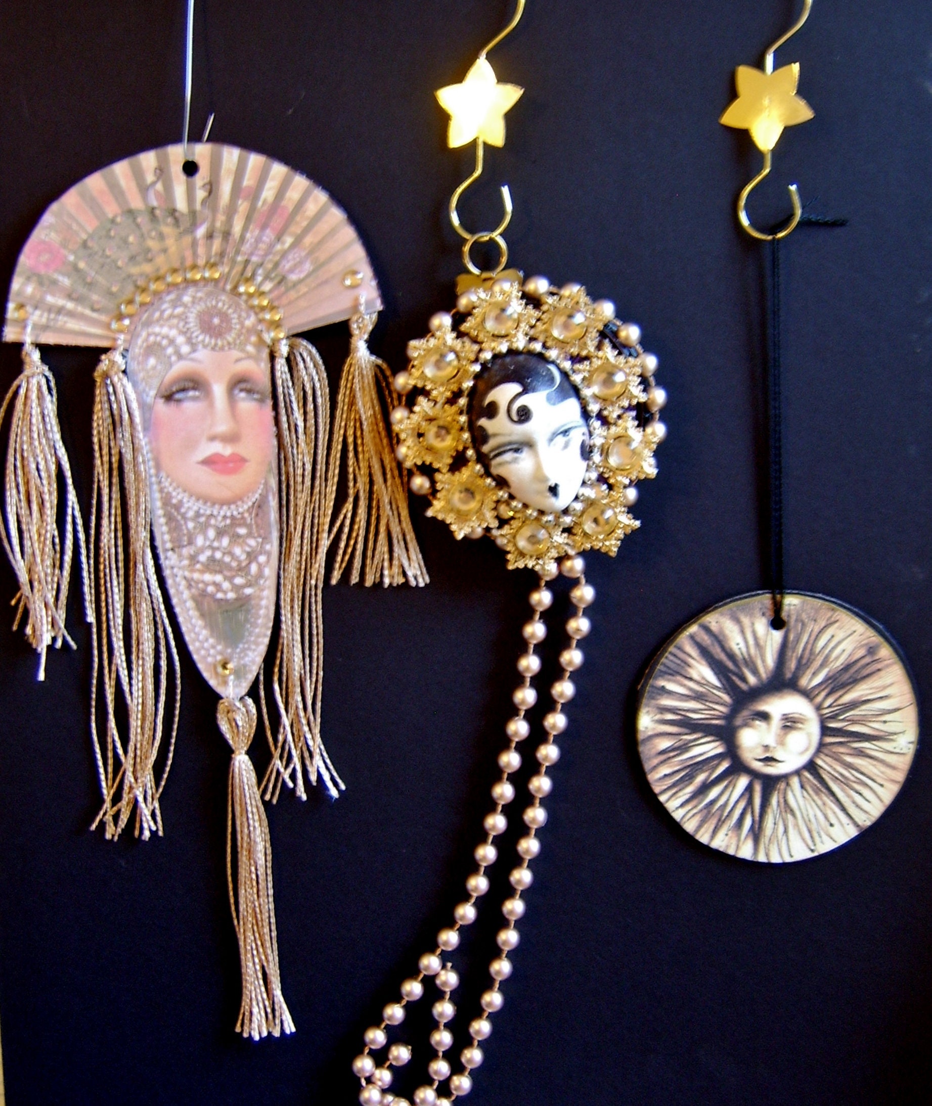 3 Christmas Mask Handmade Decorations Card Tree Cross Church Etsy