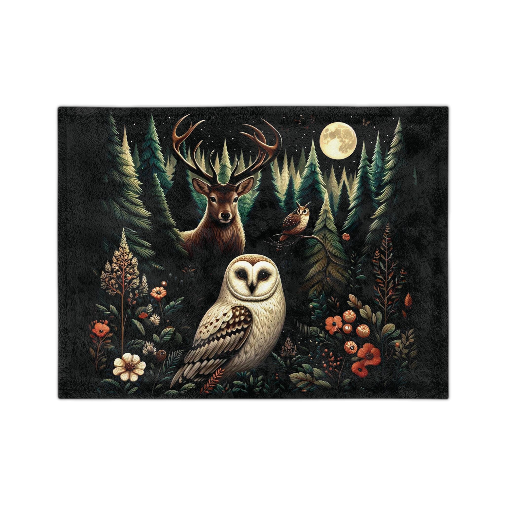 dark mysterious woodland forest blanket throw owl stag house of harlequin christmas nordic designer