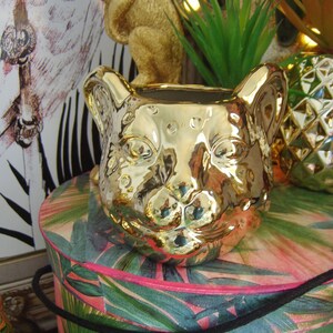 beautiful gold leopard pot panther head vase tropical vase scented candle pomegranate fragrance ornament decadent gold decoration opulent