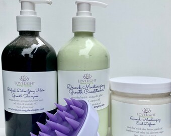 All Natural Moisturizing Shampoo Conditioner & Curl Cream FREE SCALP MASSAGER!!!