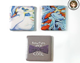 Handmade art Fridge Magnets, square magnets, abstract art decor, kitchen decor, 1.5” magnet, Art By Angele G