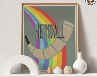 Heimdall 8x10 Art Print – Norse God of the Bifrost, Norse Mythology, unframed print, gift idea, home decor, Rainbow Bridge, Art By Angele G