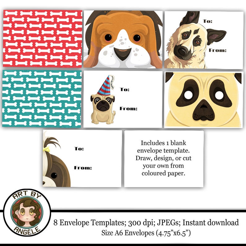 Birthday Dog Printable Cards, Set of 6, PRINTABLES, Instant Download ...