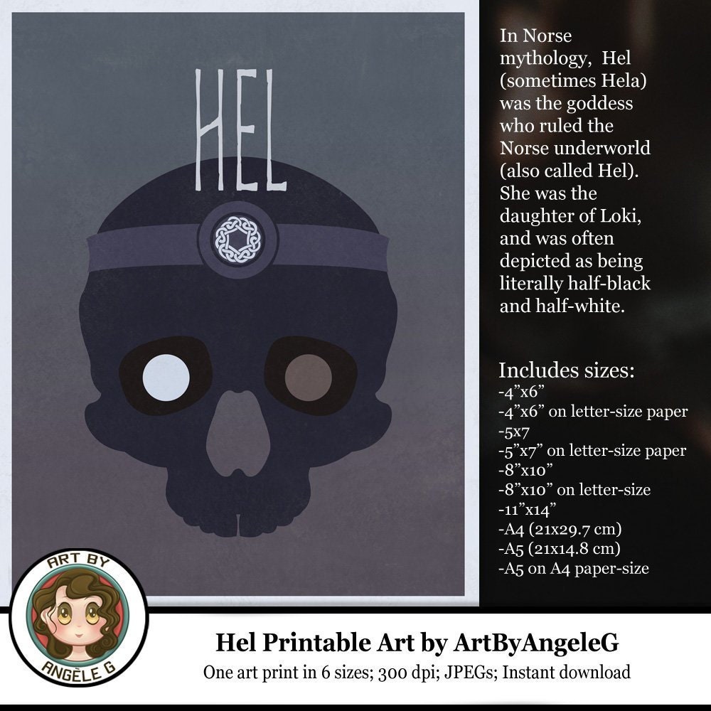Printable Art Hel Norse Mythology Pagan Goddess, Queen of Hel, Hela ...
