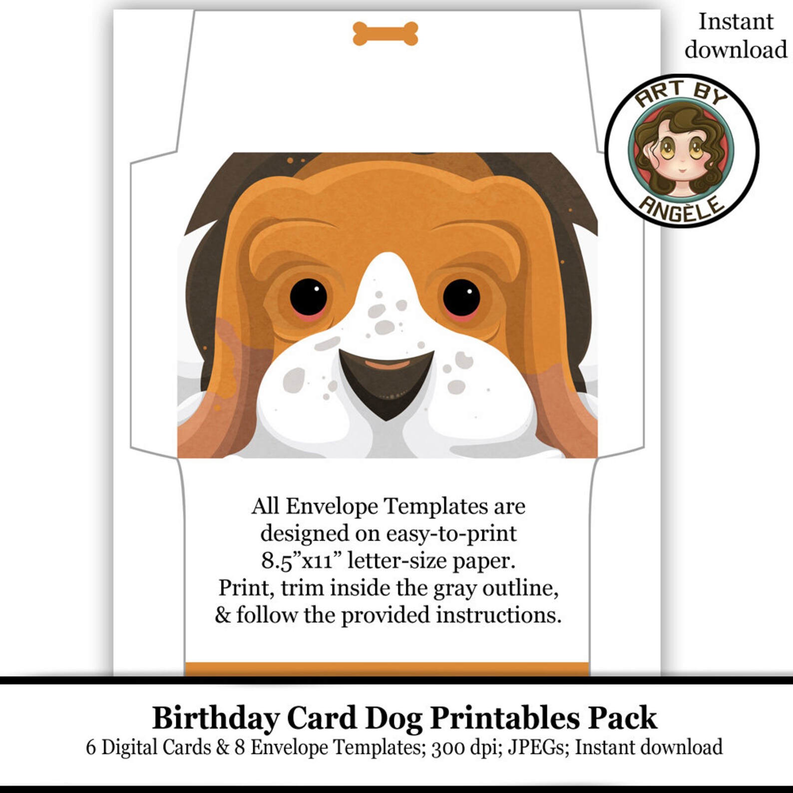 Birthday Dog Printable Cards set of 6 PRINTABLES Instant - Etsy España