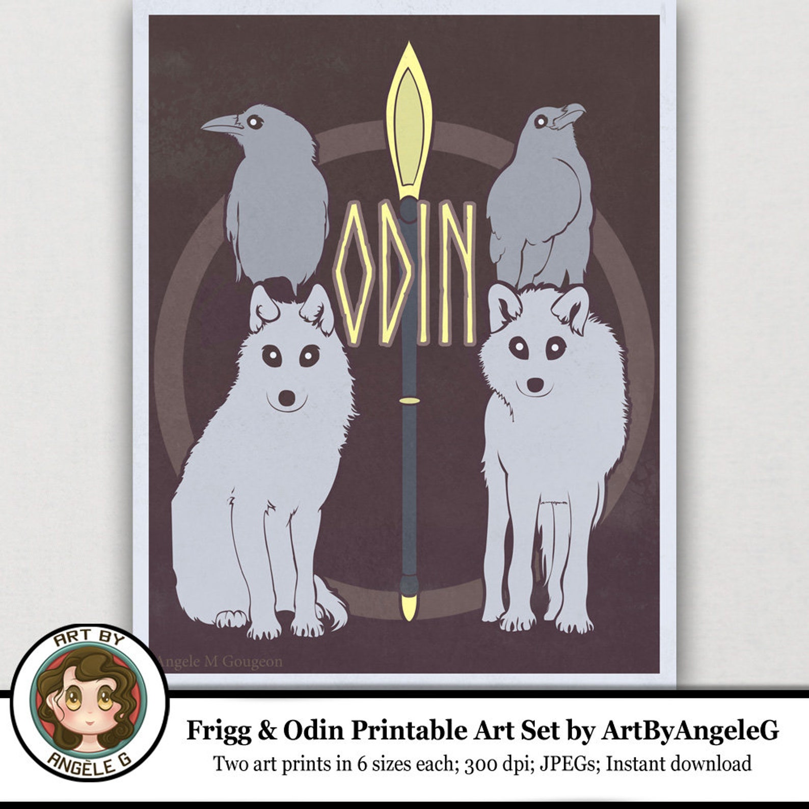 Printable Art Frigg and Odin Norse Mythology King and Queen, Pagan ...