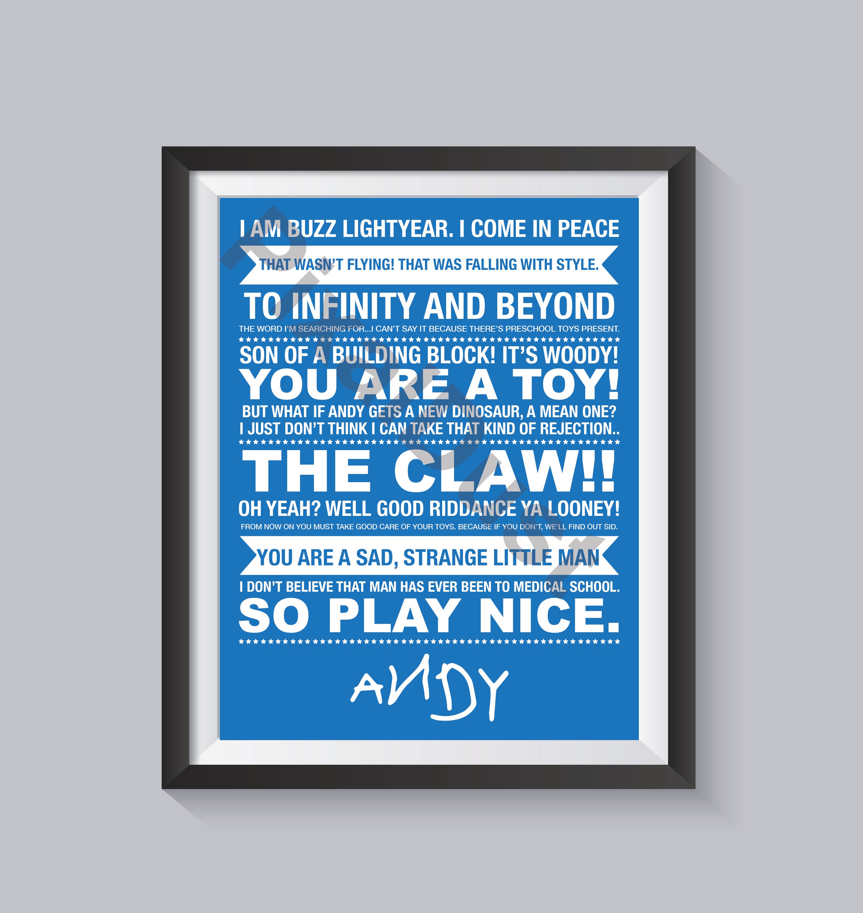 Toy Story Quote Print Pixar Quote Toy Story Lyrics Etsy Australia